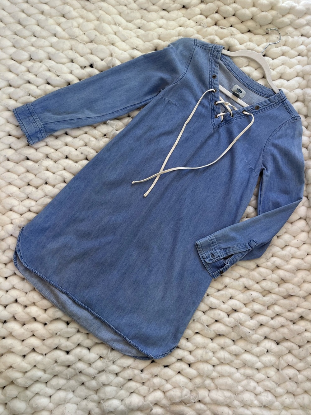 Old Navy Women’s Soft Blue Denim Shirt Dress